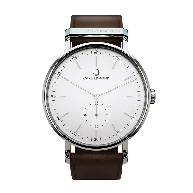 Klocka Ryolit 36 White Deluxe - Brown Leather