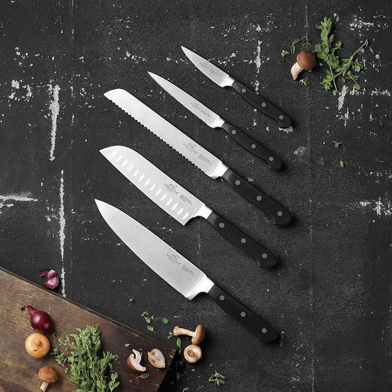 Knivset Pluton 5 delar stål/svart