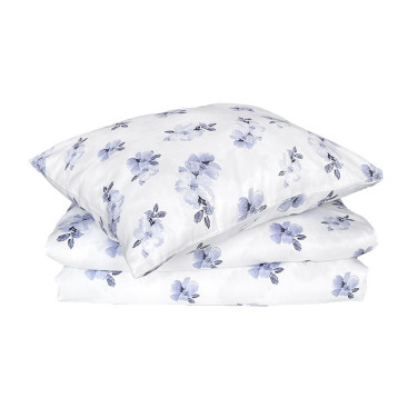 Satinpåslakan 2-dels Mona vit/blå